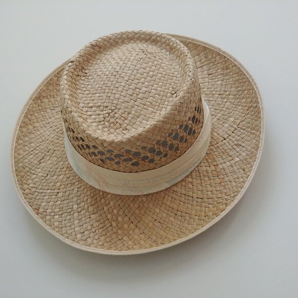 Accessories - Straw sunhat with brim and faded pastel trim